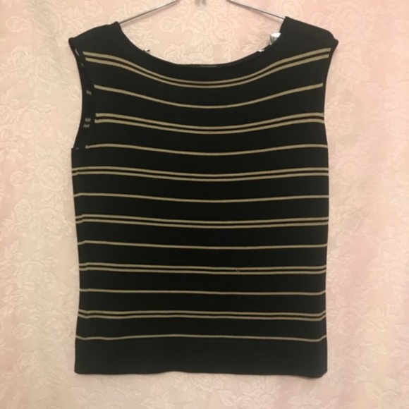 BananaRepublic Black/Creme Stripe TightKnit Tank S - Picture 3 of 3